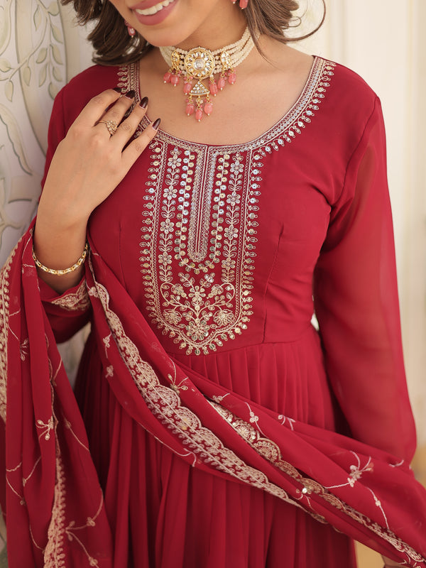 Sequin Embroidered Gown with Dupatta