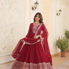 Sequin Embroidered Gown with Dupatta