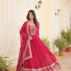 Sequin Embroidered Gown with Dupatta
