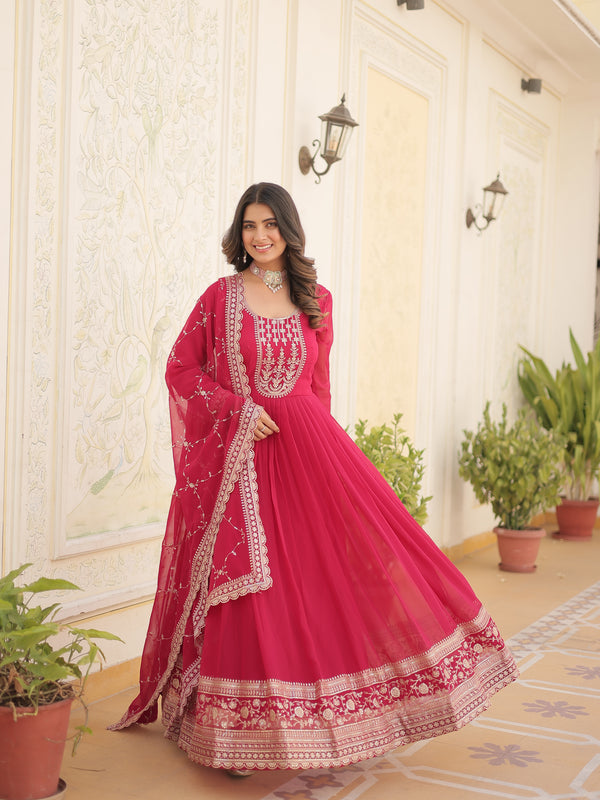 Sequin Embroidered Gown with Dupatta