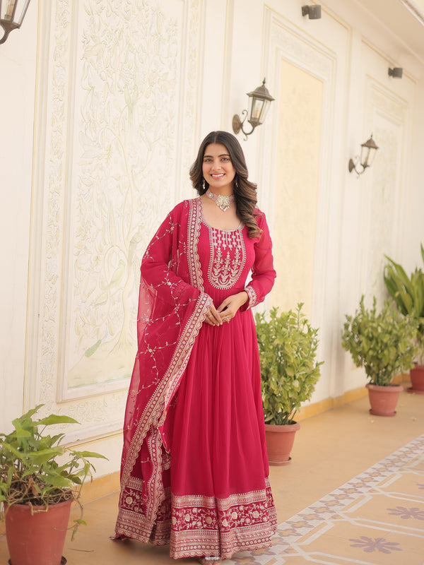 Sequin Embroidered Gown with Dupatta