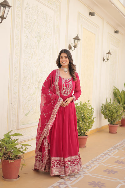 Sequin Embroidered Gown with Dupatta