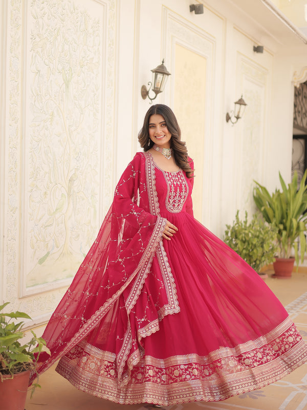 Sequin Embroidered Gown with Dupatta