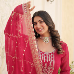 Sequin Embroidered Gown with Dupatta