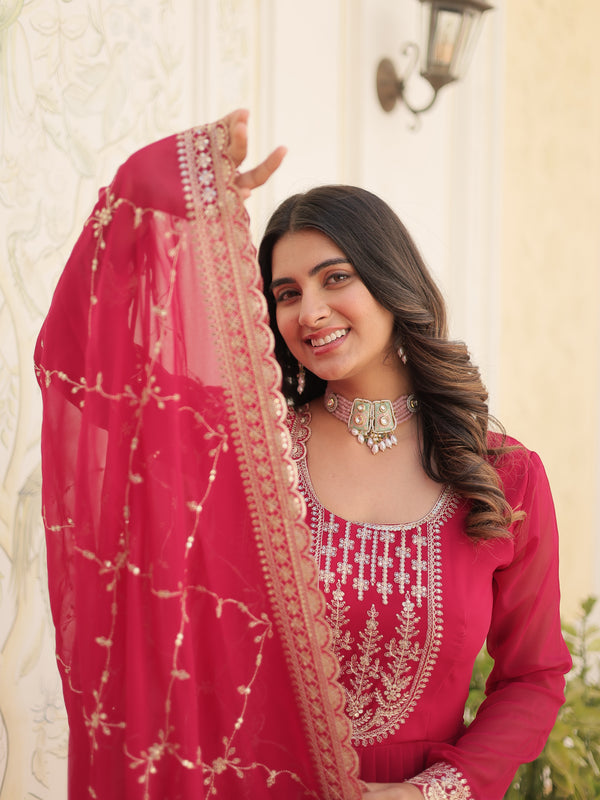 Sequin Embroidered Gown with Dupatta