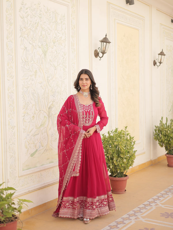 Sequin Embroidered Gown with Dupatta
