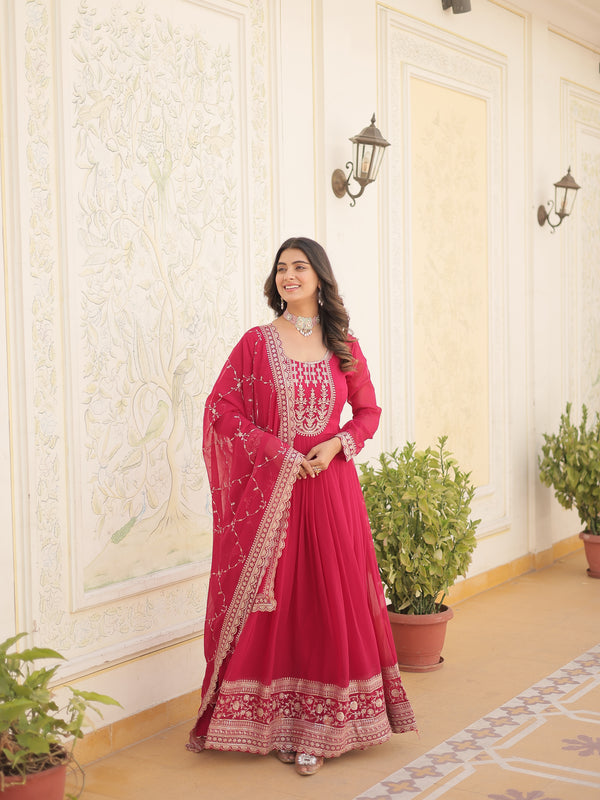 Sequin Embroidered Gown with Dupatta