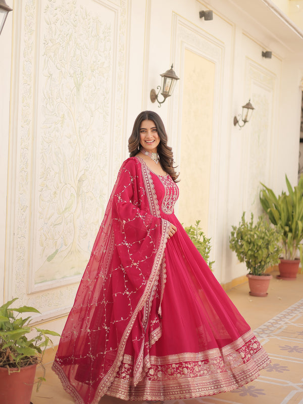 Sequin Embroidered Gown with Dupatta