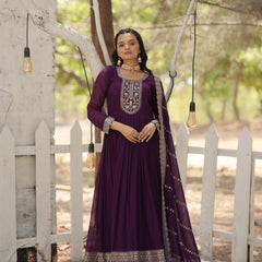Sequin Embroidered Gown with Dupatta
