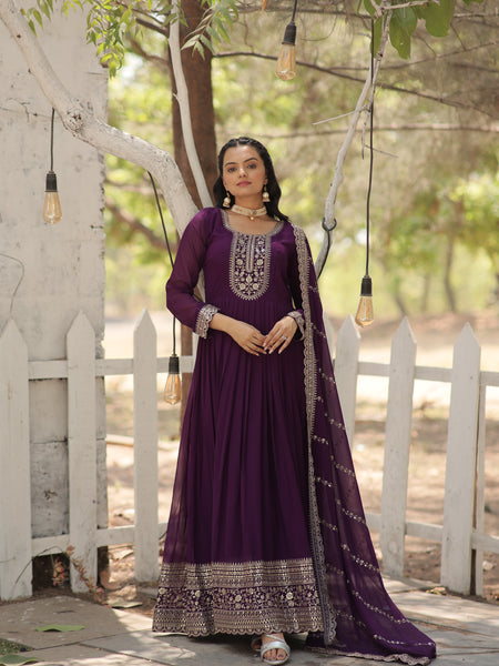 Sequin Embroidered Gown with Dupatta