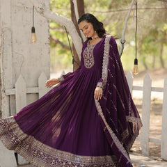 Sequin Embroidered Gown with Dupatta