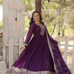 Sequin Embroidered Gown with Dupatta