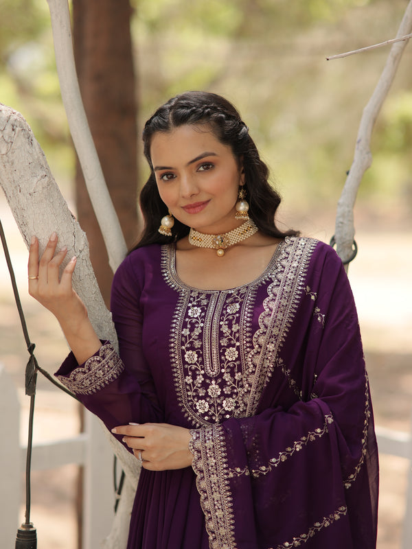 Sequin Embroidered Gown with Dupatta