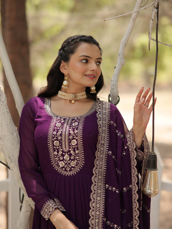 Sequin Embroidered Gown with Dupatta