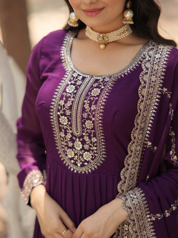 Sequin Embroidered Gown with Dupatta