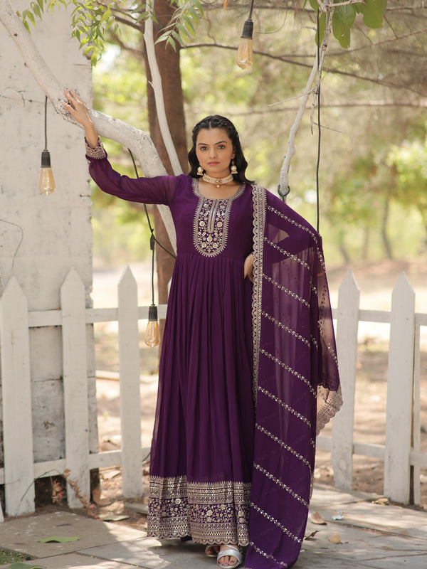 Sequin Embroidered Gown with Dupatta
