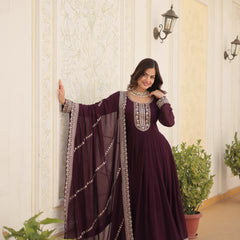 Sequin Embroidered Gown with Dupatta