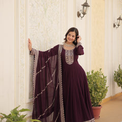 Sequin Embroidered Gown with Dupatta