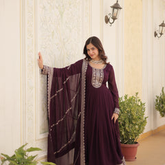 Sequin Embroidered Gown with Dupatta