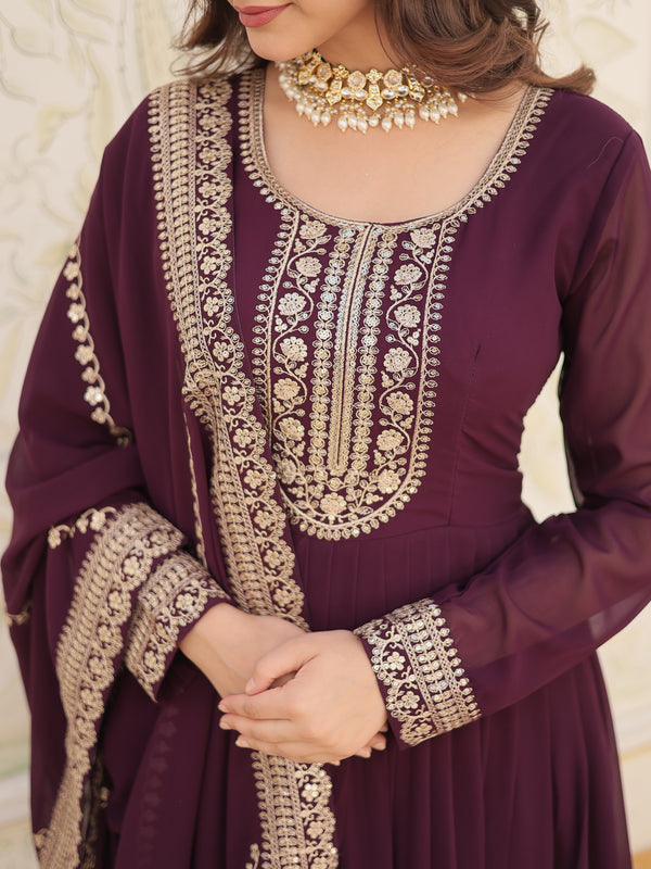 Sequin Embroidered Gown with Dupatta