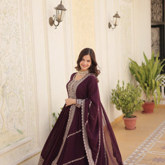 Sequin Embroidered Gown with Dupatta