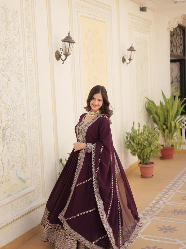 Sequin Embroidered Gown with Dupatta