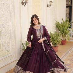 Sequin Embroidered Gown with Dupatta