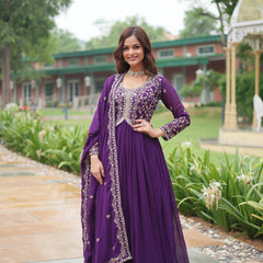 Zari Embroidered Gown with Dupatta