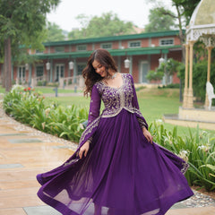 Zari Embroidered Gown with Dupatta