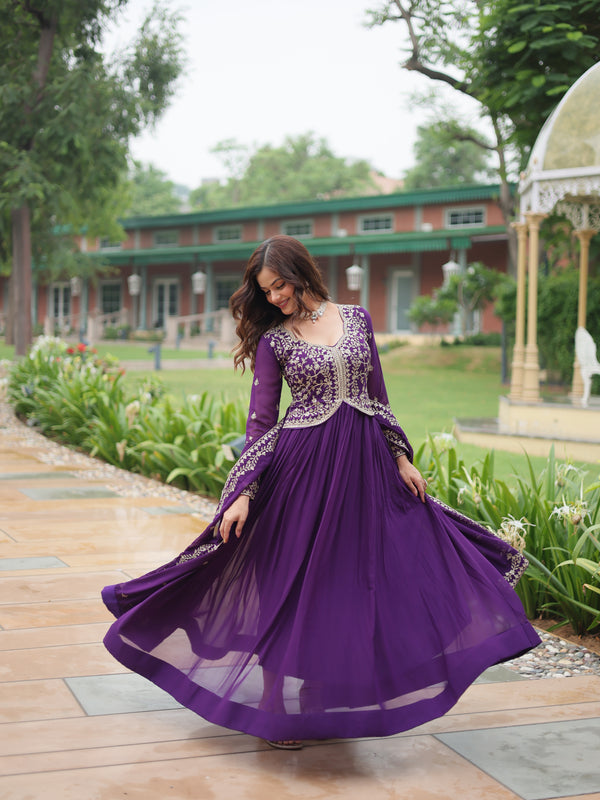 Zari Embroidered Gown with Dupatta