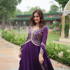 Zari Embroidered Gown with Dupatta