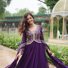 Zari Embroidered Gown with Dupatta
