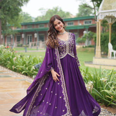 Zari Embroidered Gown with Dupatta