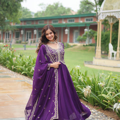 Zari Embroidered Gown with Dupatta
