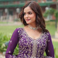 Zari Embroidered Gown with Dupatta