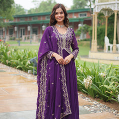 Zari Embroidered Gown with Dupatta