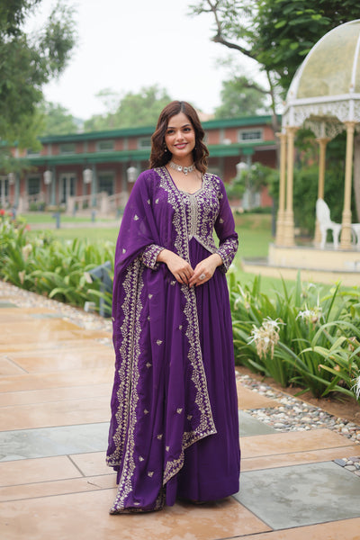 Zari Embroidered Gown with Dupatta