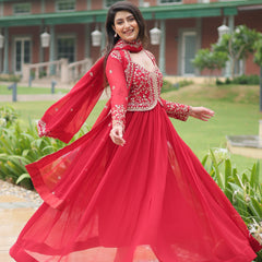 Zari Embroidered Gown with Dupatta