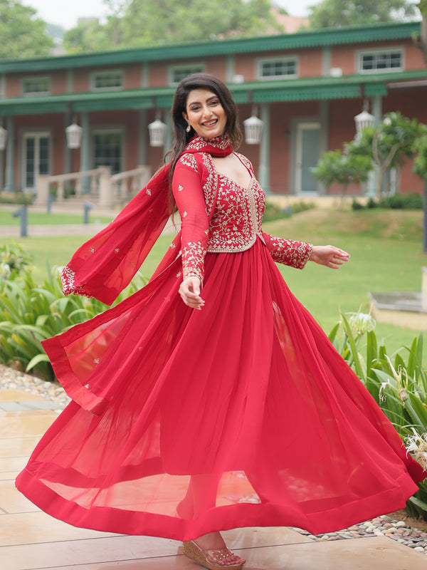 Zari Embroidered Gown with Dupatta