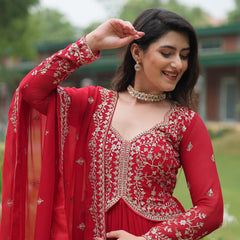 Zari Embroidered Gown with Dupatta