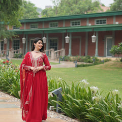 Zari Embroidered Gown with Dupatta