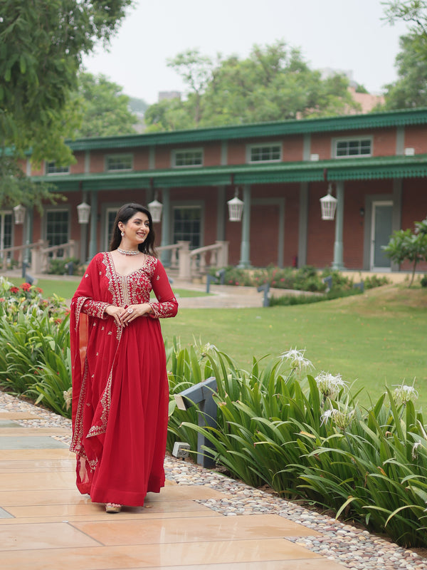 Zari Embroidered Gown with Dupatta