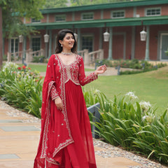 Zari Embroidered Gown with Dupatta