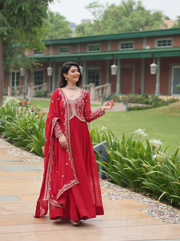 Zari Embroidered Gown with Dupatta