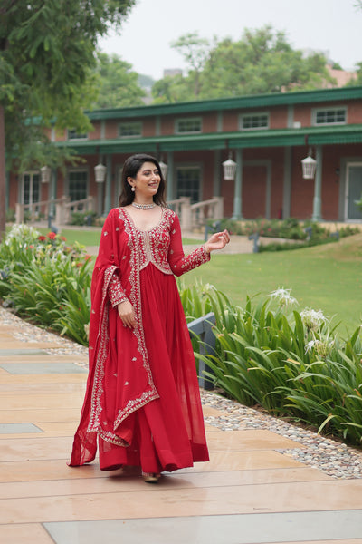 Zari Embroidered Gown with Dupatta