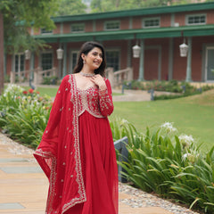 Zari Embroidered Gown with Dupatta