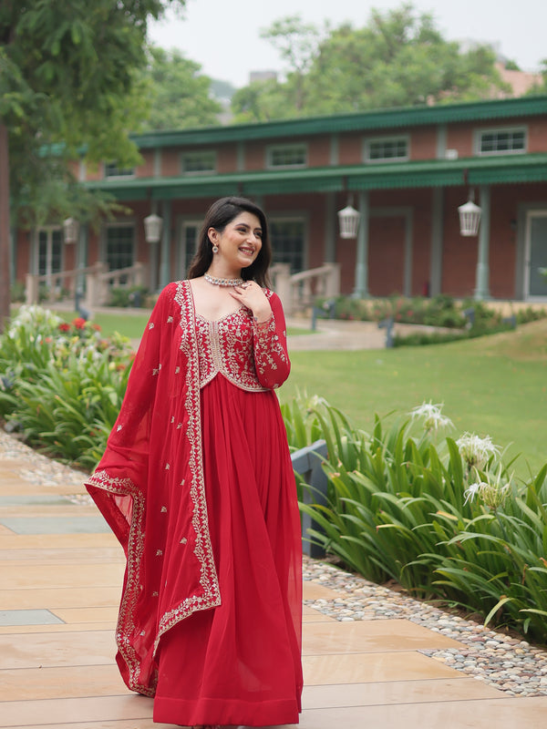 Zari Embroidered Gown with Dupatta