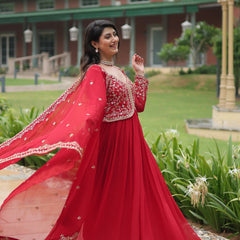 Zari Embroidered Gown with Dupatta