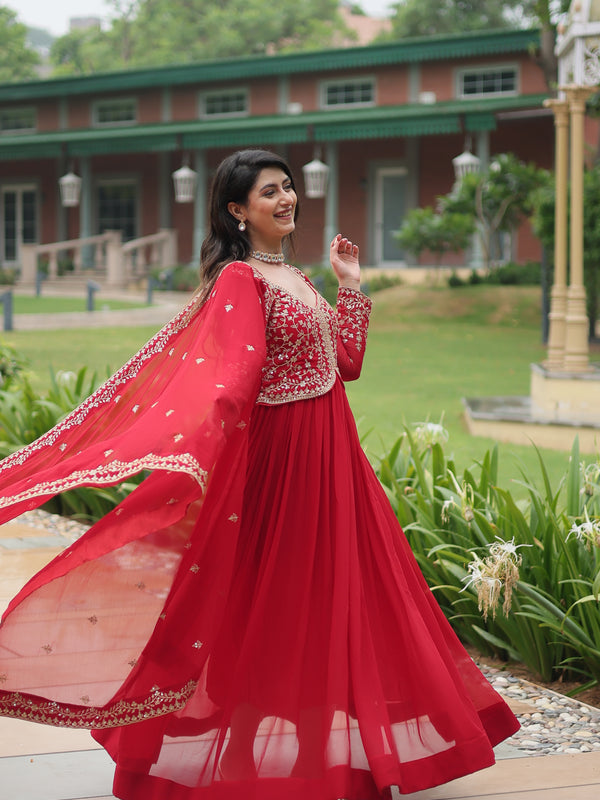 Zari Embroidered Gown with Dupatta