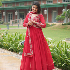Zari Embroidered Gown with Dupatta